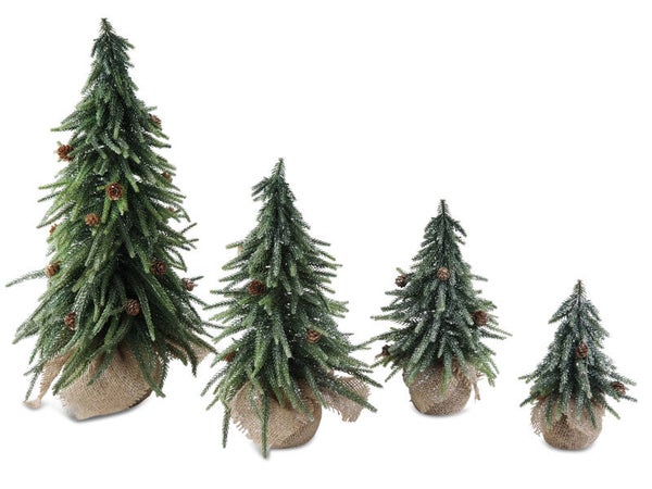 Deko-Baum Tanne mit Silber im Jutesack, versch. Größen, FORMANO