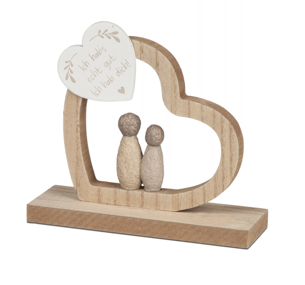 Herz mit Paar, Holz mit Kunststein "ich habs echt gut, ich hab Dich!" FORMANO