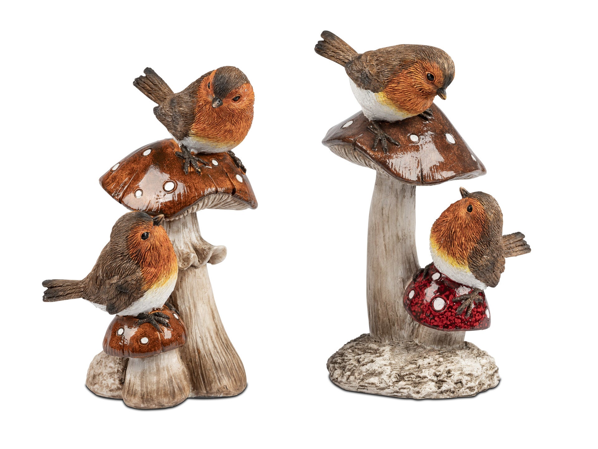 Herbstdeko- Pilz mit Vögeln, handbemalt von FORMANO
