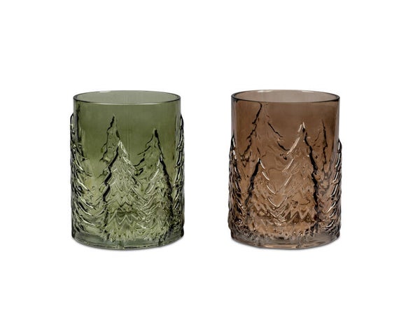 großes Glaswindlicht mit Tanne, versch. Farben, FORMANO