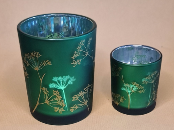 Windlichtglas Grün mit Pusteblume