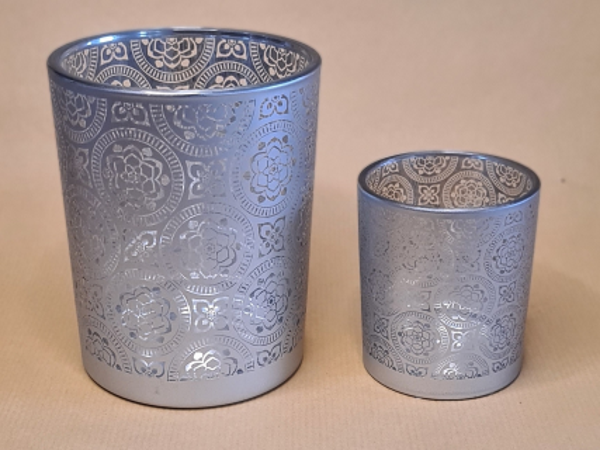 Windlichtglas Marrakesch silber