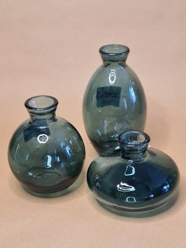 Mini-Vasen aus dunkelgrünem Glas