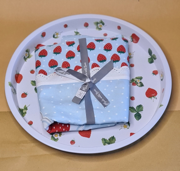 Erdbeerzeit- Tablett,  Tischläufer oder Set