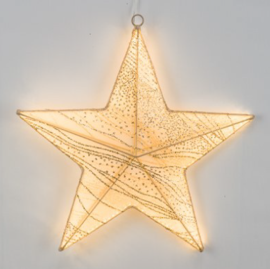 Gehlmann LED-Stoffsternm gold mit Glitzer Timer