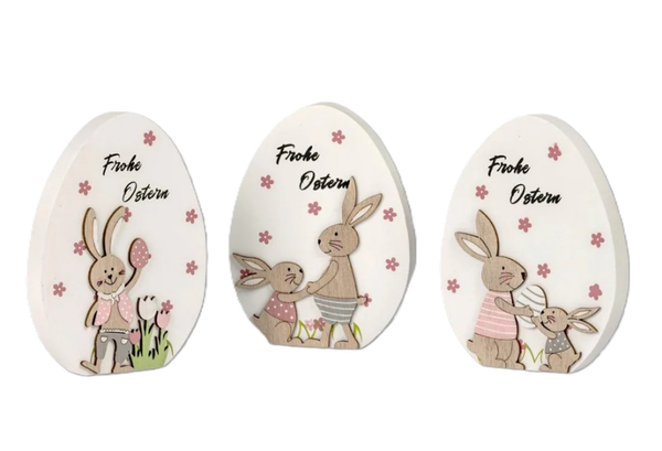 Osterei Deko "Frohe Ostern", v. Motive