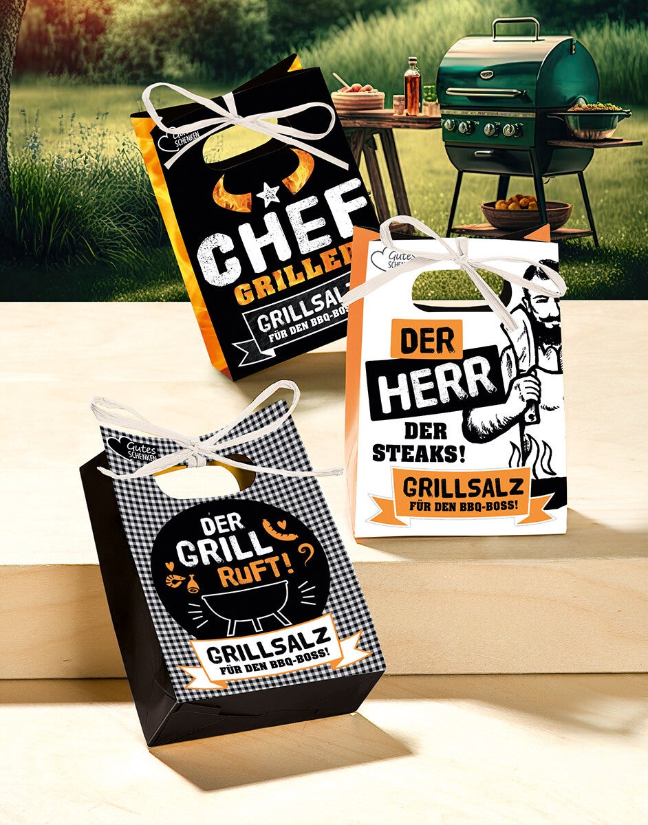 Geschenktütchen "Grill-Chef" mit Kräutersalz. versch. Motive