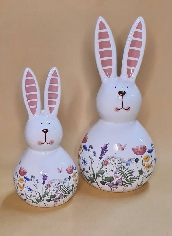 Deko-Figur Hase "Blumenwiese", rosa, v. Gr.