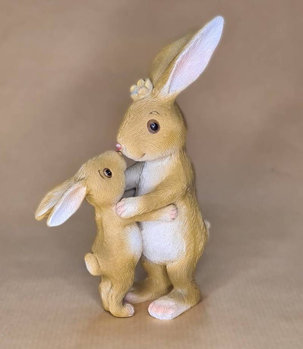 Deko-Figur Hase mit Kind, v. Motive