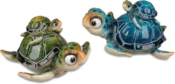 Dekofigur Schildkröte "Harry + Kind", 2 Farben