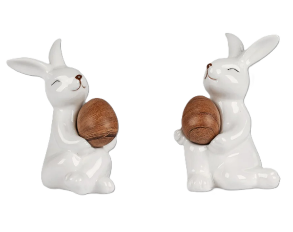 Oster Deko-Figur "Hase mit Holzei", v. Motive