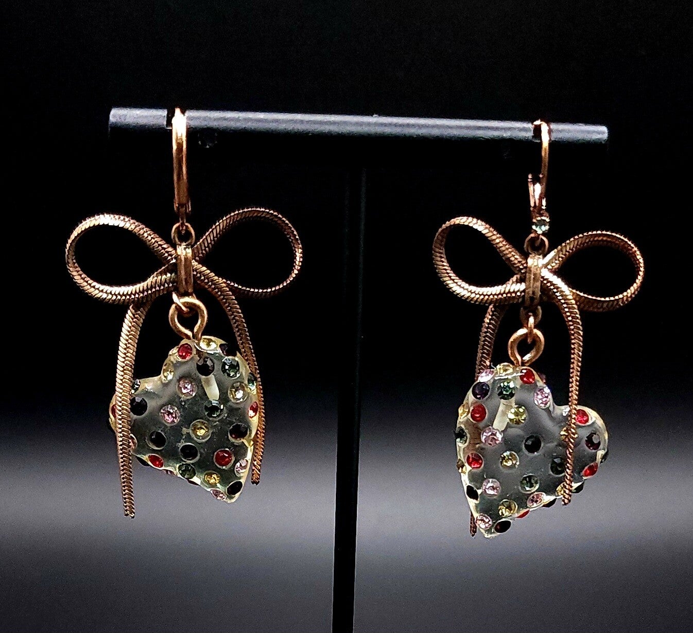 Heart 'n Bow Bling Earrings