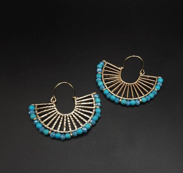 Turquoise Fan Earrings