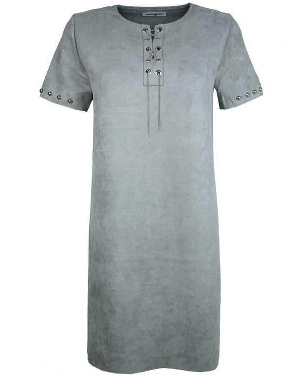 Kylie Lace Up Dress Suede Grey