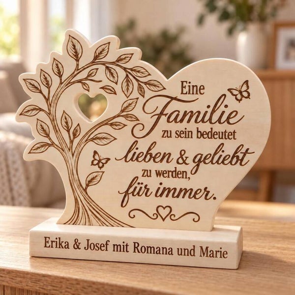Zirbenholz Geschenk für die Familie – personalisiert