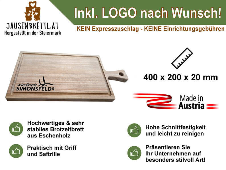 Schneidebrett aus Naturholz mit individuellem Logo