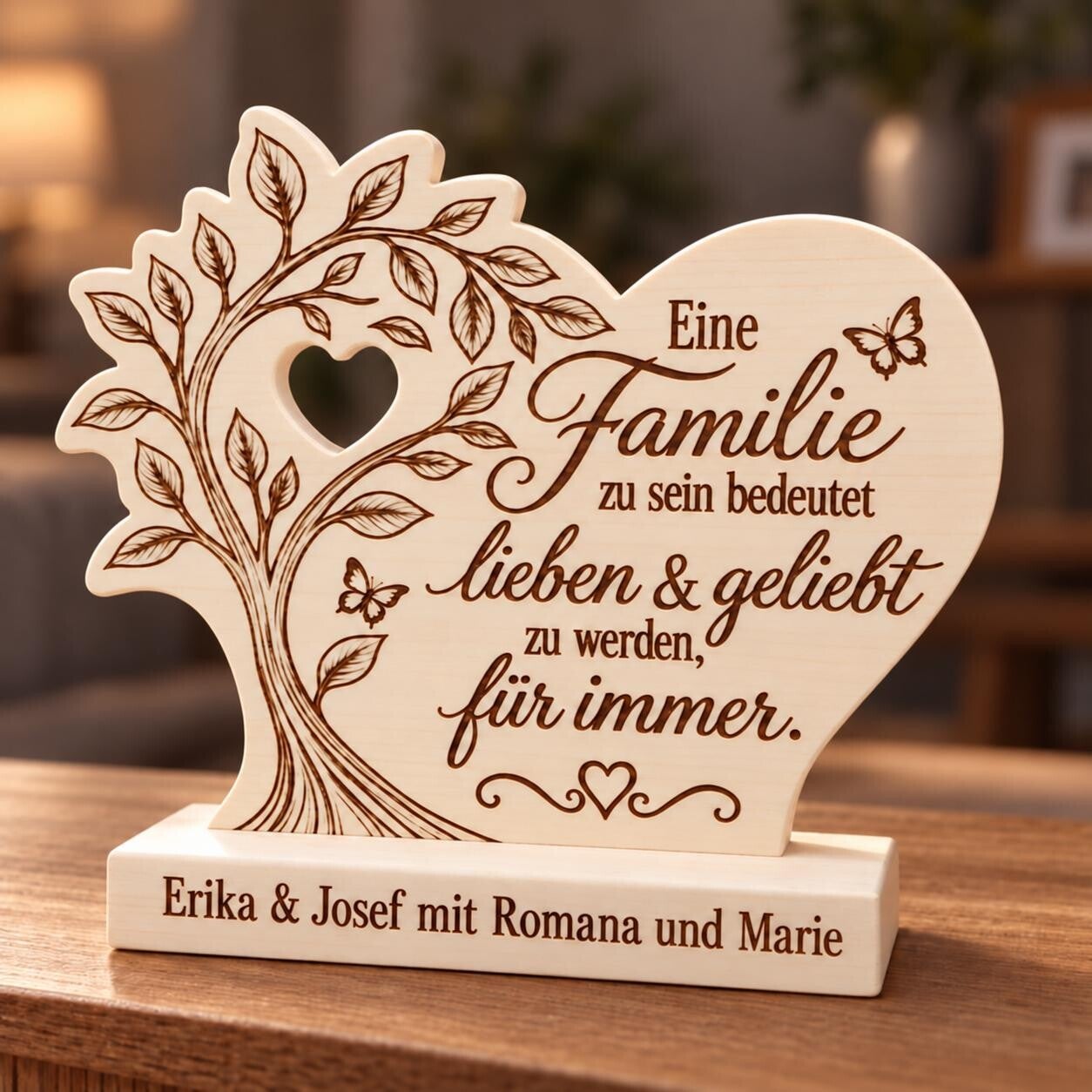 Zirbenholz Geschenk für die Familie – personalisiert
