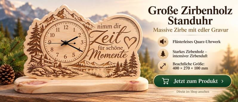 Große Zirbenholz Standuhr