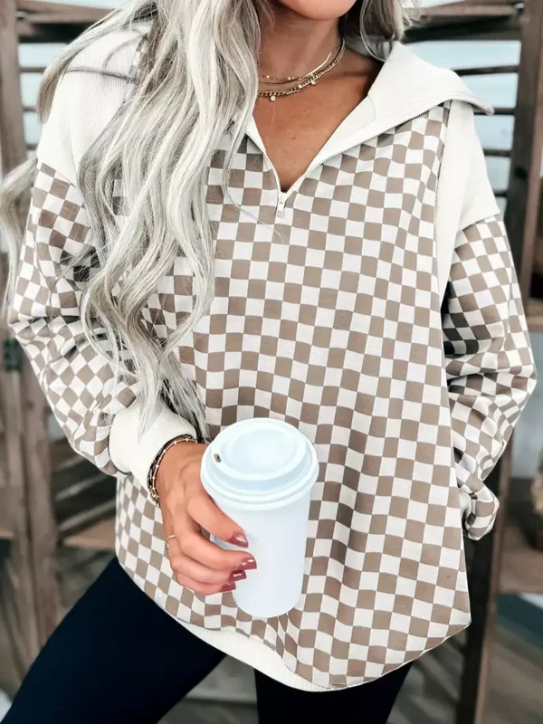 Checkered Khaki Sweatshirt