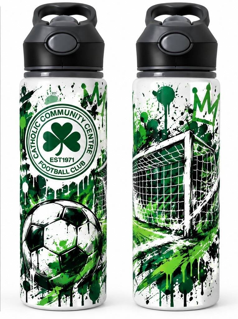CCC FC water bottle front and back views