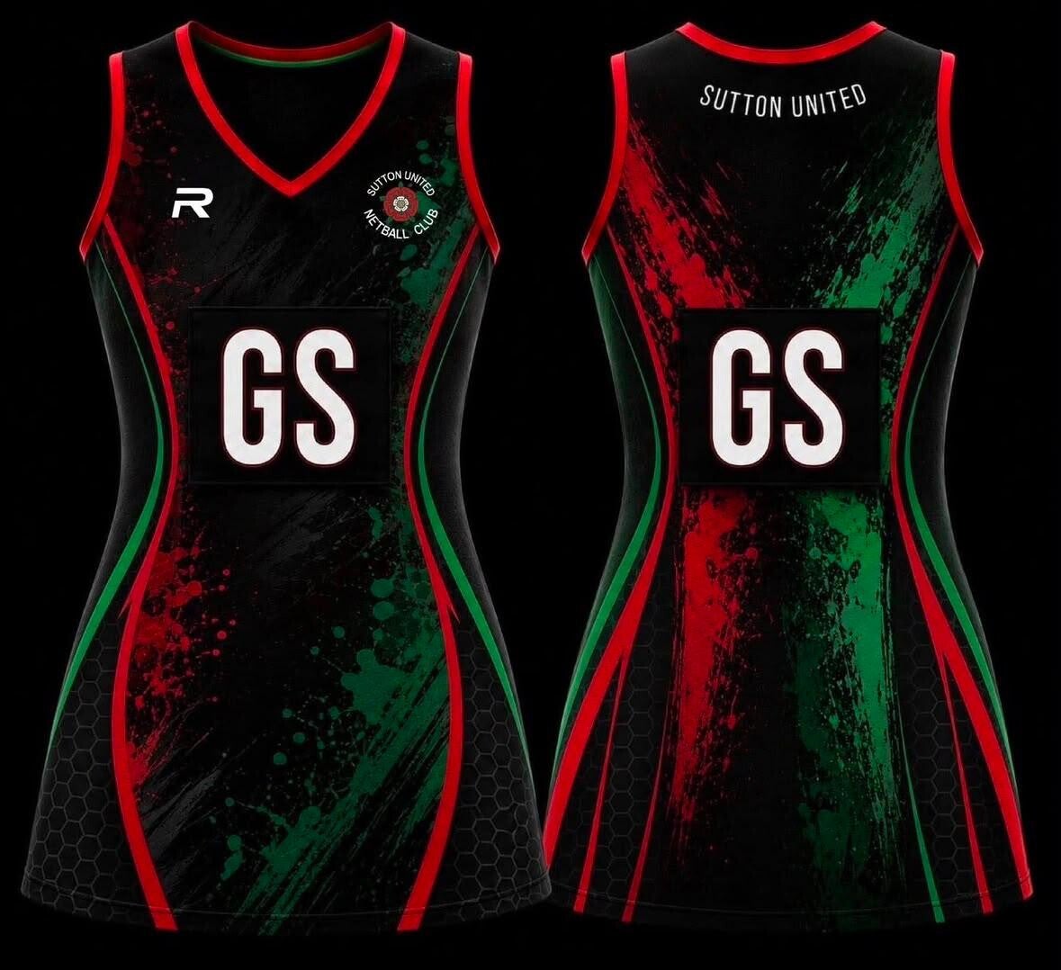 Sutton United Netball Club dress, front and back