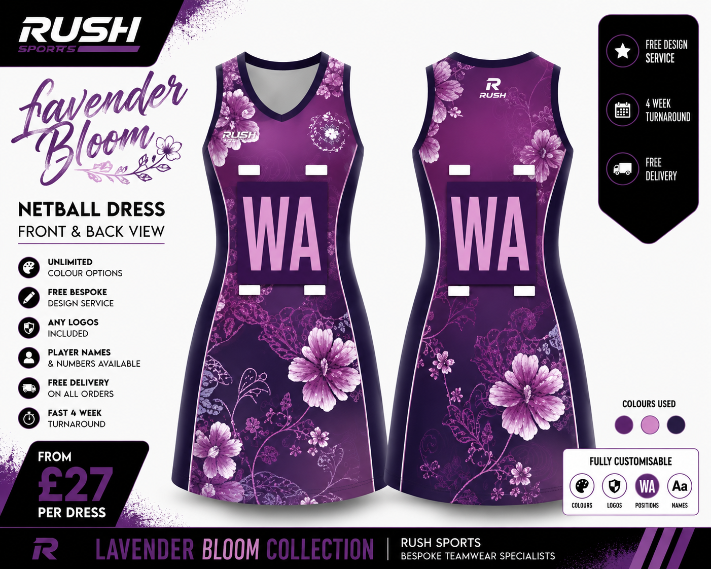Floral bespoke netball dress