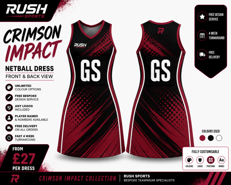 Burgundy and black textured custom netball dress