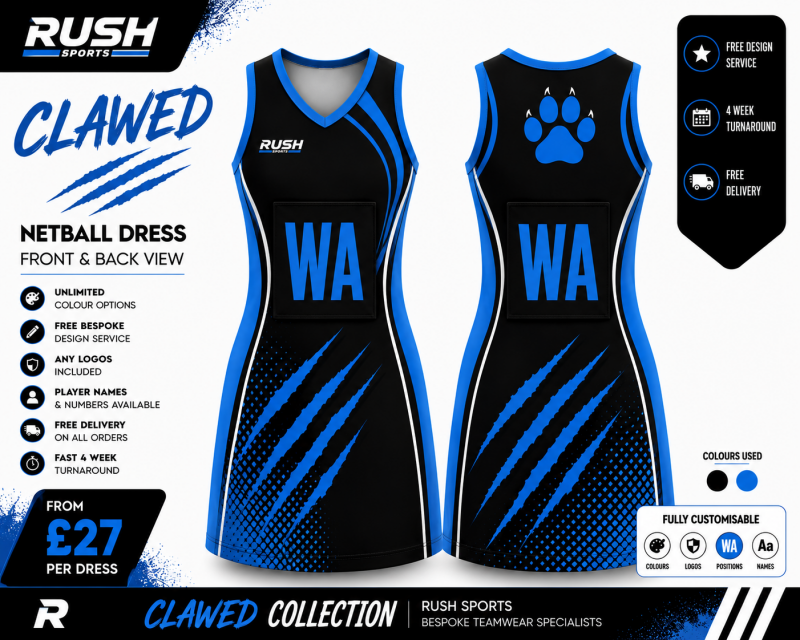 Clawed netball dress by rush sports 