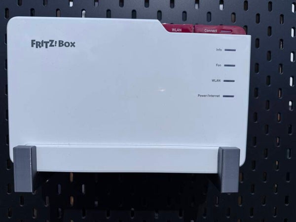 Halterung passend f. FritzBox 5690 Pro komp. Skadis Wandhalter grau metallic NEU