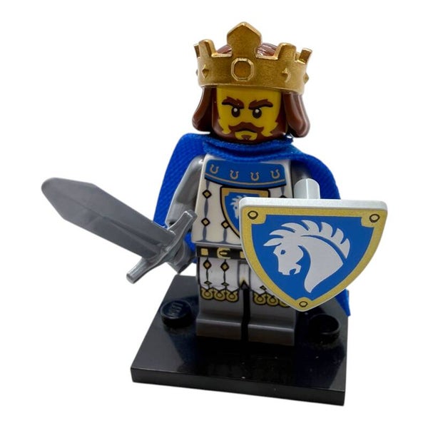 LEGO Ritter König Pferd Wappen Schild Schwert Krone Umhang MOC Figur NEU Castle