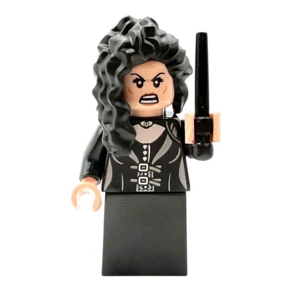 LEGO Harry Potter Bellatrix Lestrange Minifigur mit Zauberstab schwarz todesser