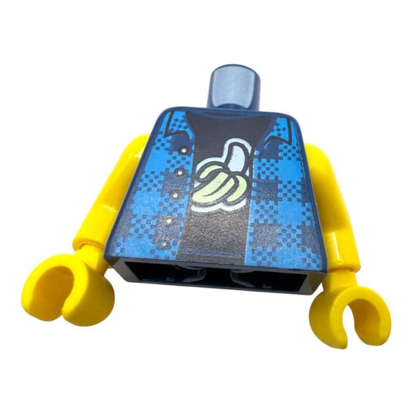 LEGO Minifigur Torso Dunkelblaues Flanellhemd Bananen T-Shirt Oberkörper 40529