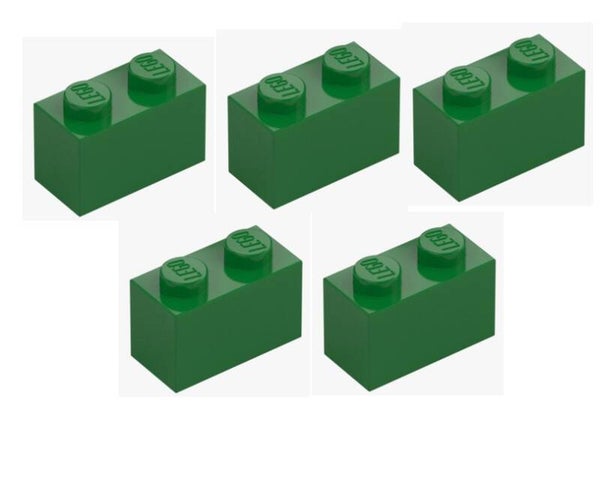 LEGO 5x Stein 1x2 Dark Green Dunkelgrün 3004 4107736 Baustein Neu Grundbaustein