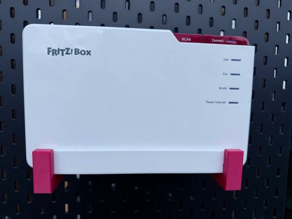 Halterung passend f. FritzBox 5690 Pro kompatibel Skadis Wandhalter Rot Halter