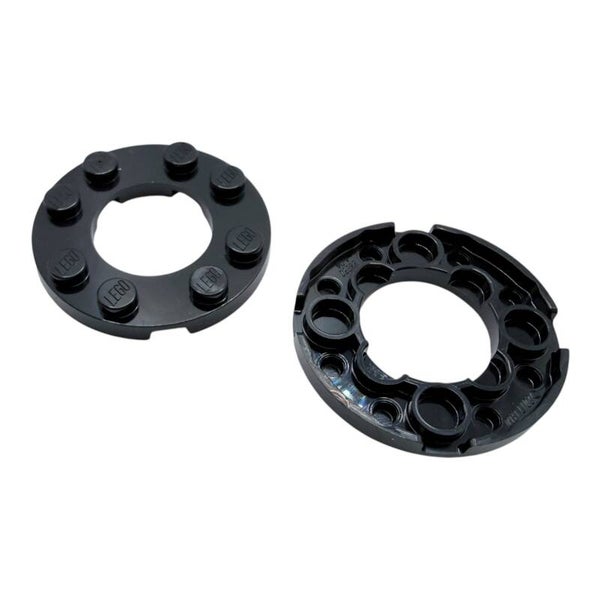 LEGO 2x Runde Platte mit Loch 4x4 schwarz PLATE ROUND 4X4 WITH Ø16MM Hole