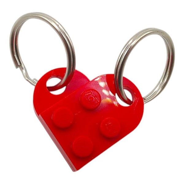 Schlüsselanhänger "Lovebricks Heart" 2x Lego Platten rot u. 2x Schlüsselring