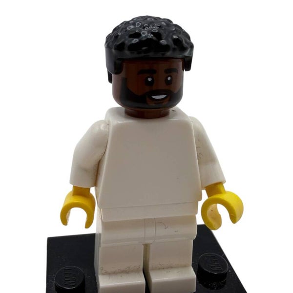 LEGO® Minifigur Kopf Haare schwarz Bart lächelnd Ersatzteil Locken Bart City