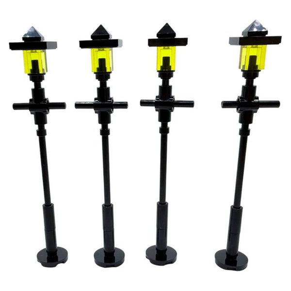 LEGO® City Zubehör 4x Straßenlaterne schwarz/gelb Stadt Straßenlampe Laterne
