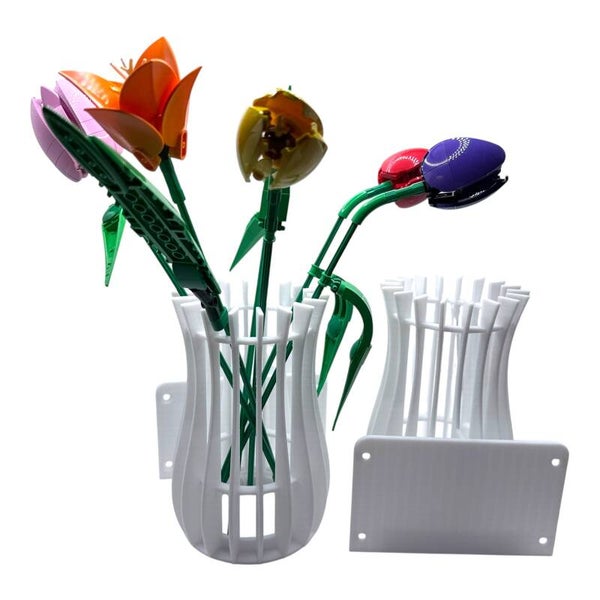 2x Wandvase z.B Lego Botanicals Blumen Wandhalter Weiß Trockenblumen Wanddeko