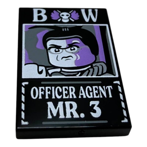 LEGO® One Piece Steckbrief Mr. 3 Poster Fliese 2x3 bedruckt Officer Agent