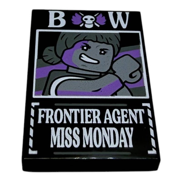 LEGO® One Piece Steckbrief Miss Monday Poster Fliese 2x3 Frontier Agent
