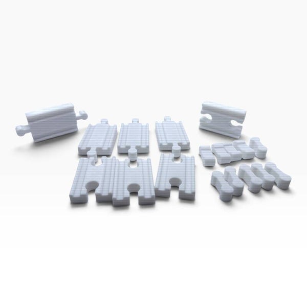 18tlg Schienen Verbinder Adapter für BRIO IKEA Lidl Holzeisenbahn Weiß PETG