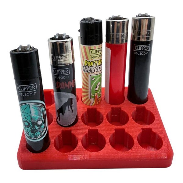 Clipper Feuerzeug Display 15er Ständer Halter Rot 3D Druck Slot Ständer