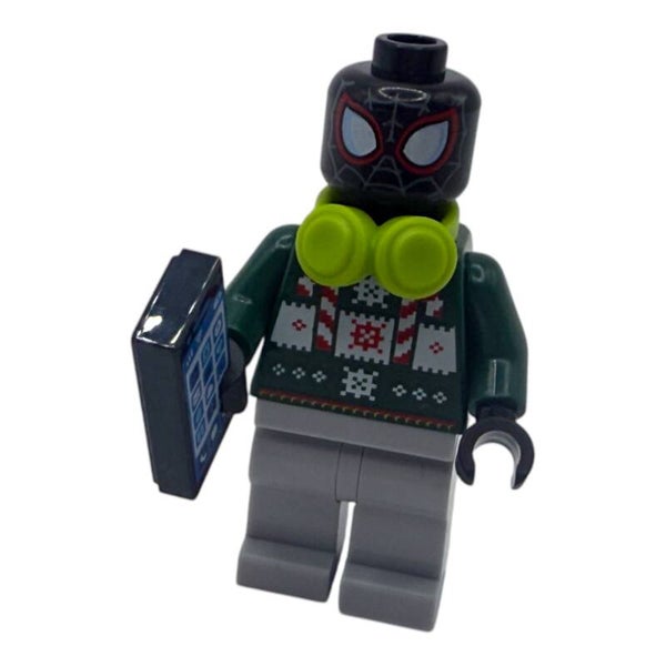 LEGO® Marvel™ Spider-Man Schwarz Minifigur mit Weihnachtspullover & Handy 76293
