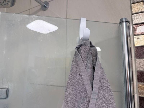 Duschhaken Doppelhaken 6mm für Glas Duschkabine Handtuchhaken Weiß Wunschmaß