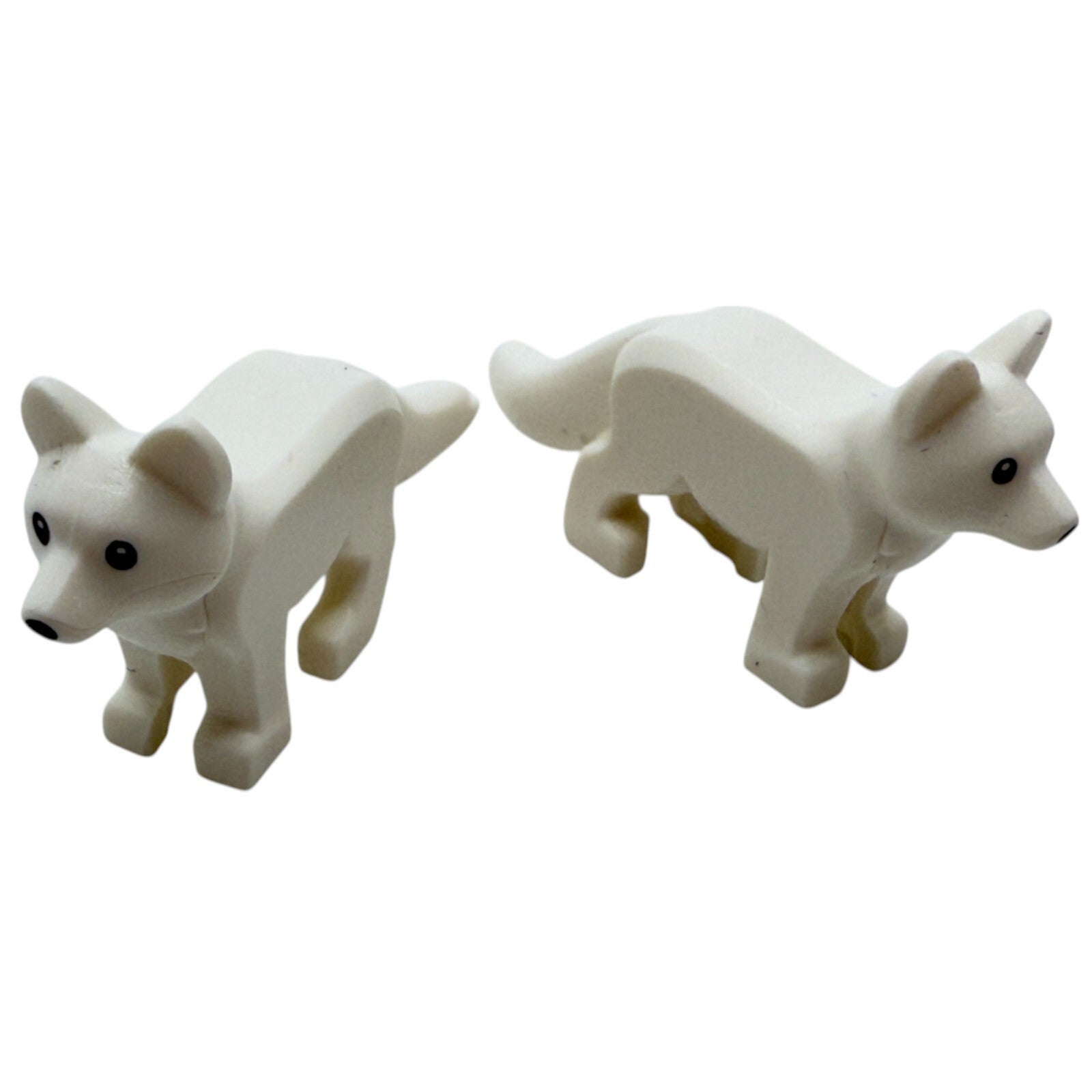 LEGO® Tiere – 2x Polarfuchs in Weiß mit schwarzen Augen Tierfigur