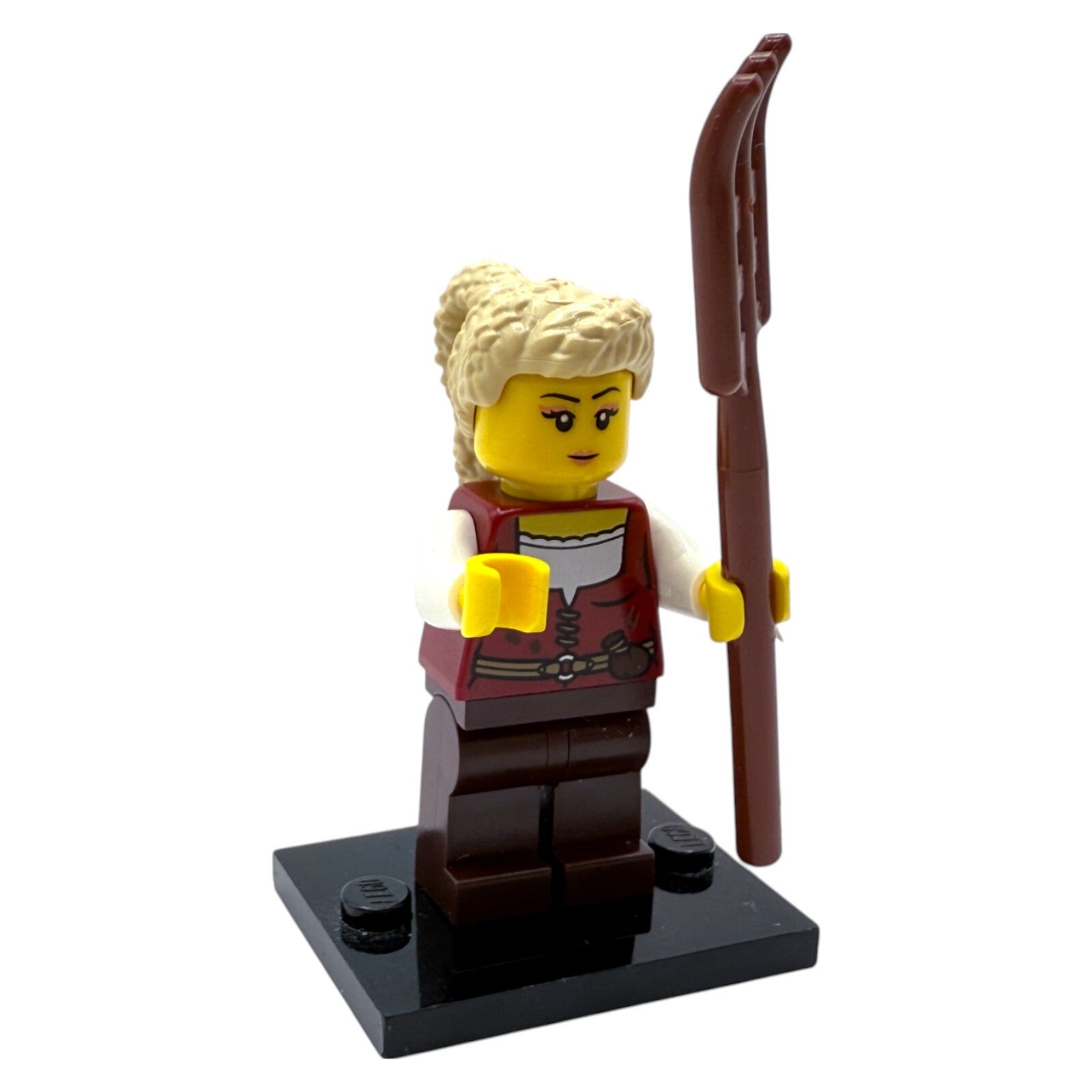 LEGO® MOC Minifigur „Dorfbewohnerin / Bäuerin“ mit Mistgabel Mittelalter Magd