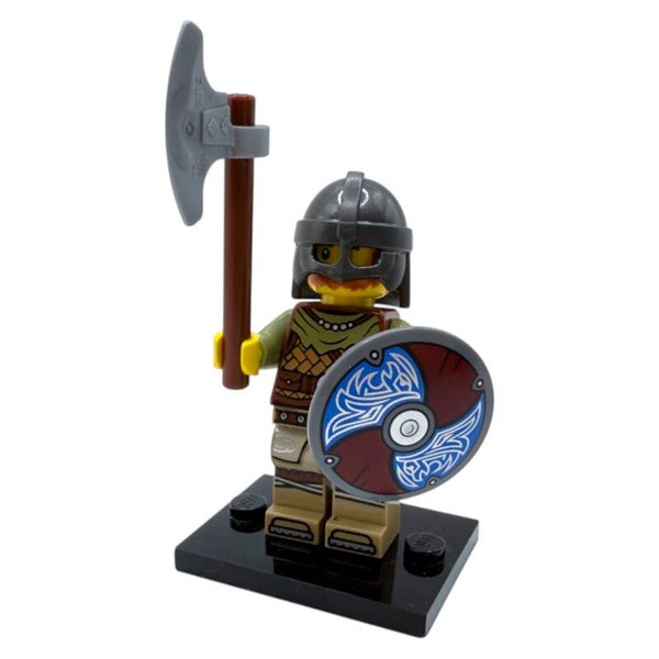 LEGO® MOC Wikinger Minifigur mit Streitaxt & Schild Helm Custom Figur Krieger