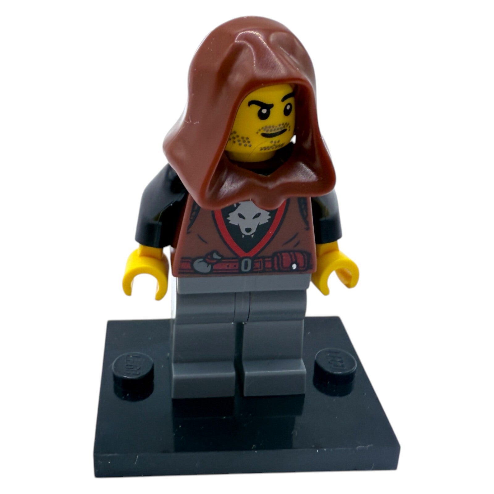 LEGO® MOC Wolfpack Bandit Minifigur mit Kapuze & Wolf-Wappen auf Brust