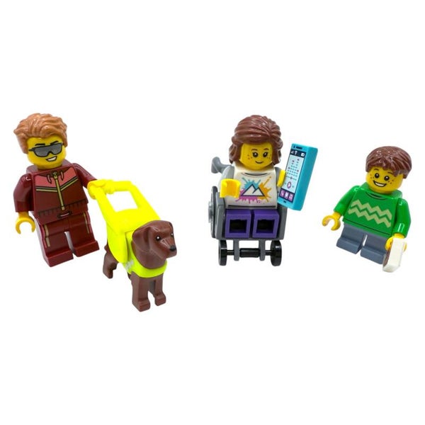 LEGO® City 3er Minifiguren-Set | Blinder mit Hund, Rollstuhl, Junge mit Ticket